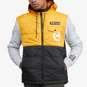 Ecko Unlimited Men's Yellow and Black Puffer Jacket